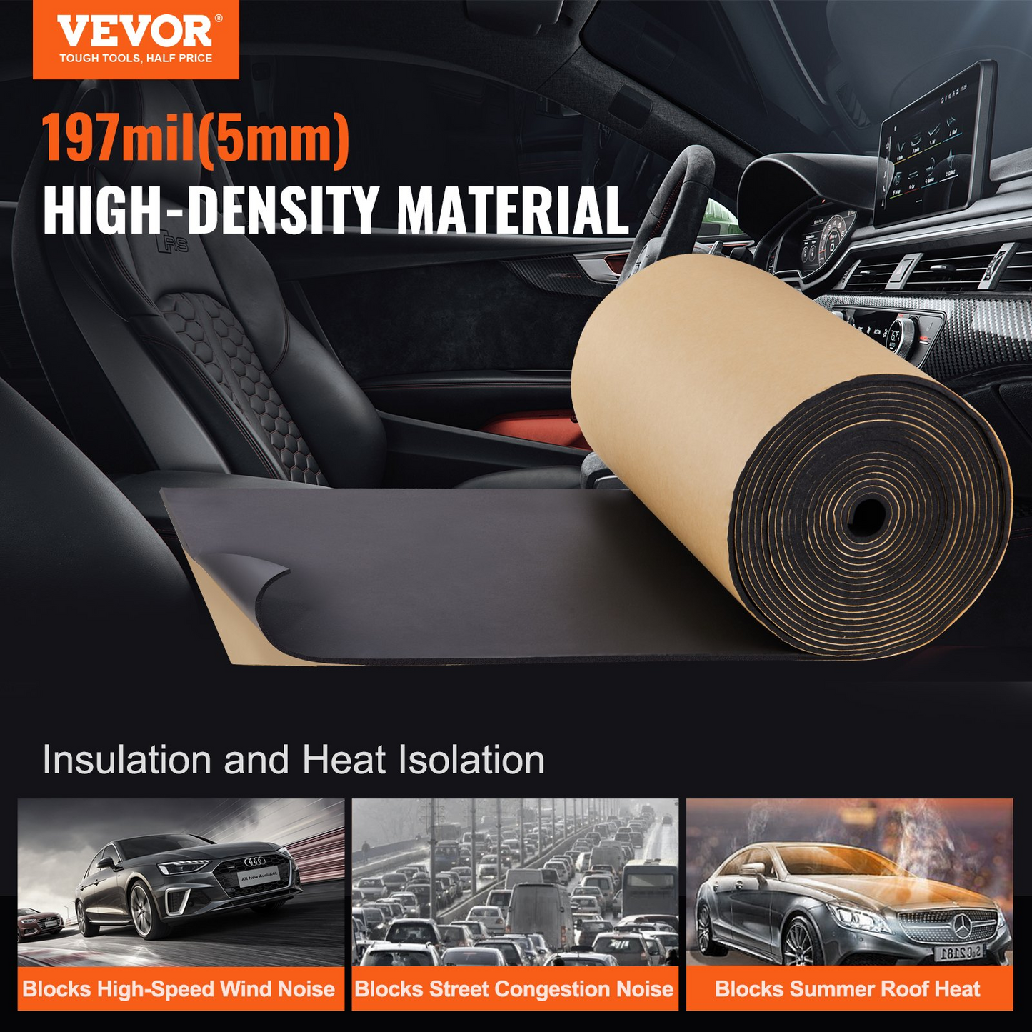 VEVOR Car Sound Deadening Mat, 210 mil 36 sqft Automotive Sound Deadener