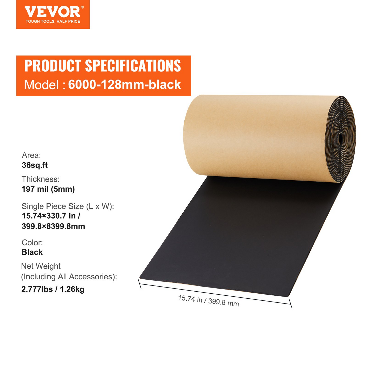 VEVOR Car Sound Deadening Mat, 210 mil 36 sqft Automotive Sound Deadener