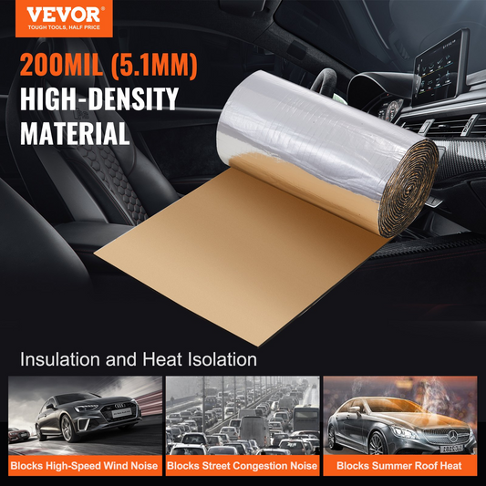 VEVOR Car Sound Deadening Mat, 200 mil 36 sqft Automotive Sound Deadener, High Density Foam Sound Deadener Material & Heat Barrier, Double Layer Waterproof Structure Acoustic Insulation Mat