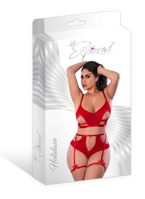 Holidaze Bralette High Waist Panty Set Red 2xl