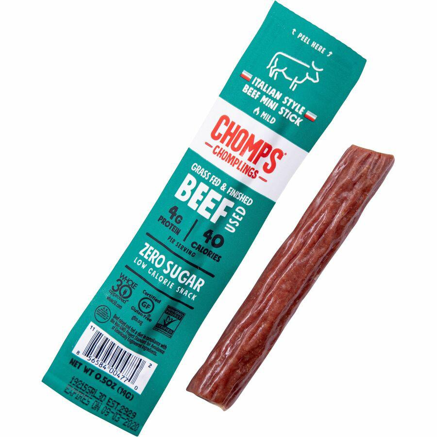 CHOMPS Chomplings Snack Sticks - Gluten-free, Non-GMO - Italian Style Beef - 0.50 oz - 24 / Pack