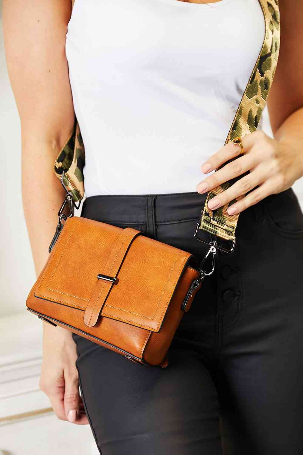 Shop the Stylish SHOMICO PU Leather Wide Strap Crossbody Bag