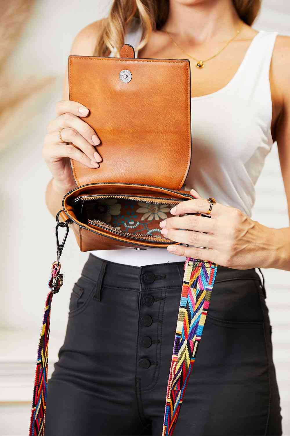 Shop the Stylish SHOMICO PU Leather Wide Strap Crossbody Bag