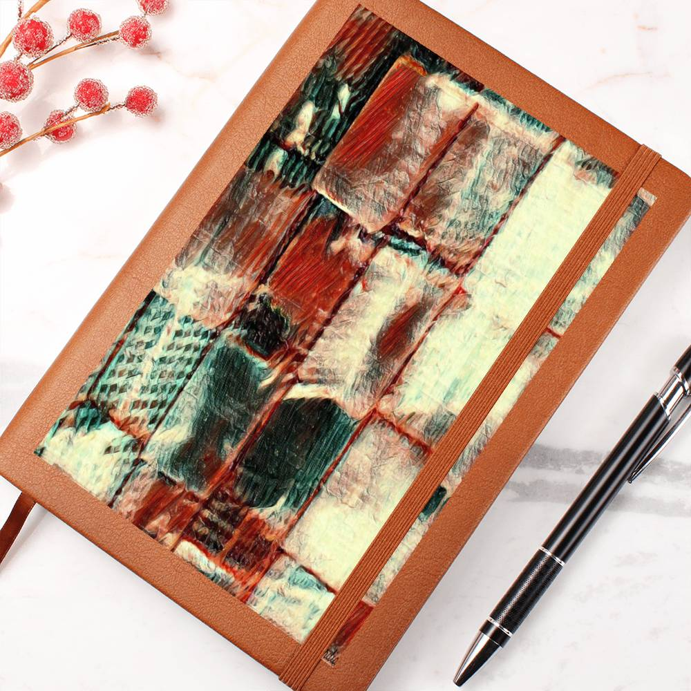 Square Dance -  Graphic Leather Journal - fashion finesse accessories