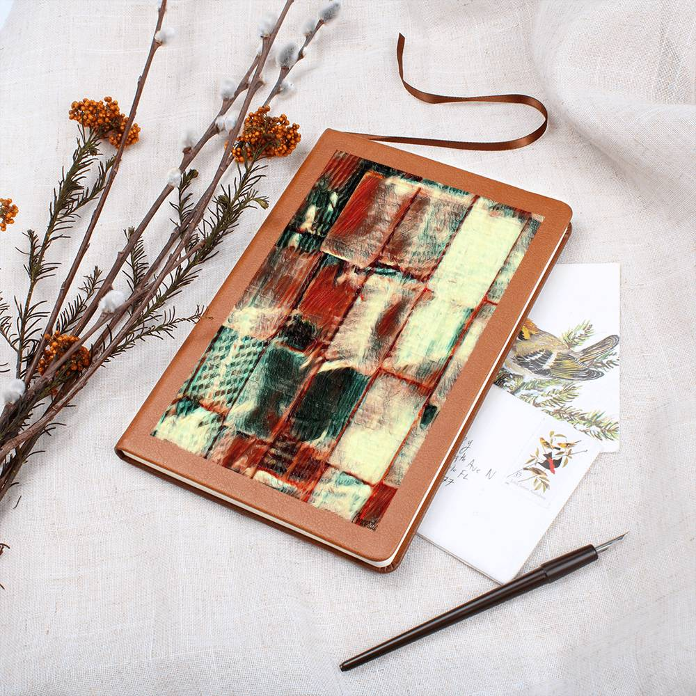 Square Dance -  Graphic Leather Journal - fashion finesse accessories