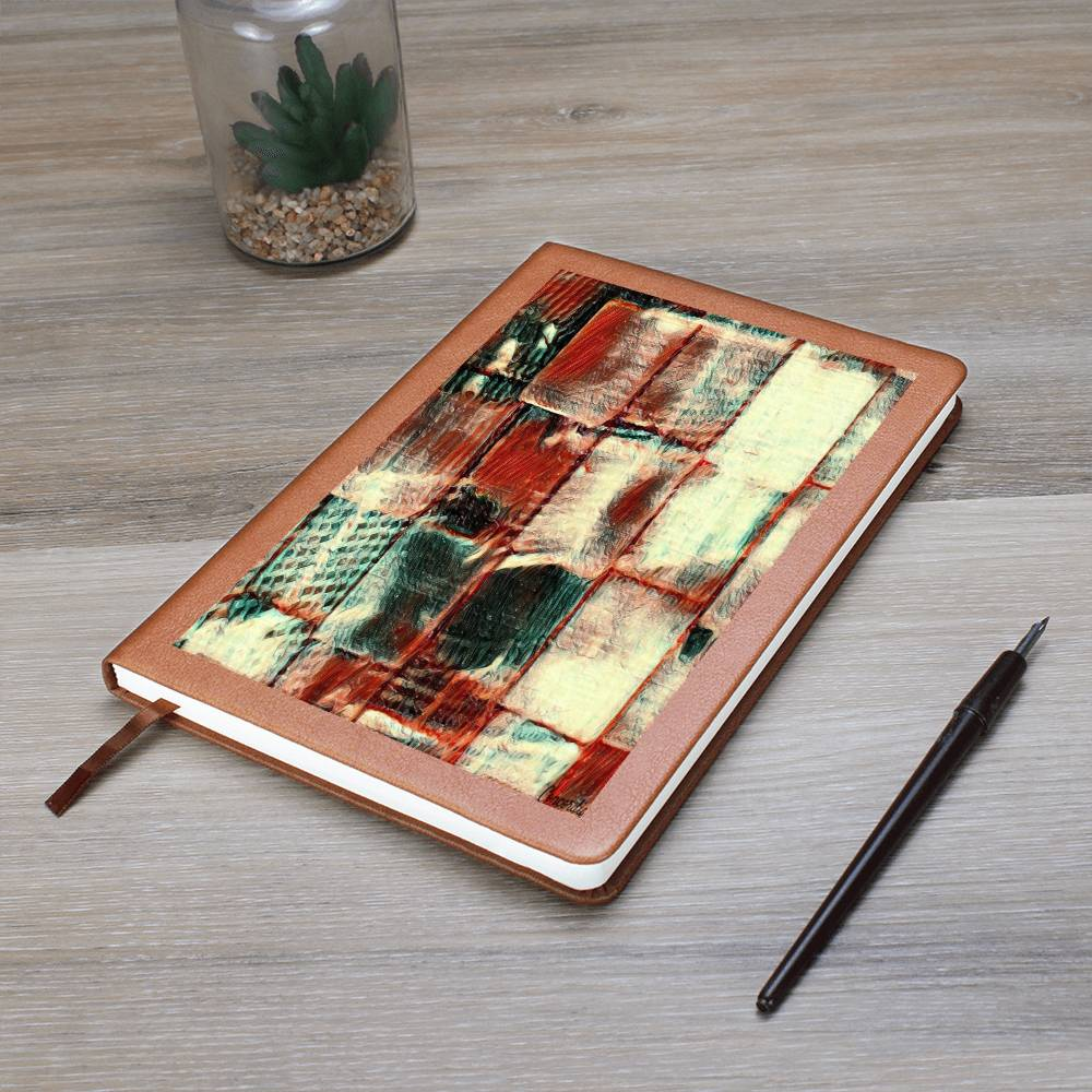 Square Dance -  Graphic Leather Journal - fashion finesse accessories