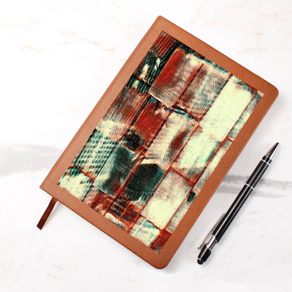 Square Dance -  Graphic Leather Journal - fashion finesse accessories