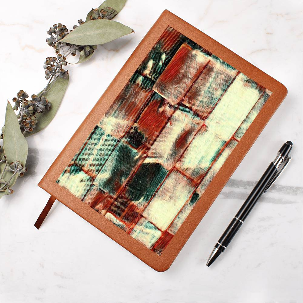 Square Dance -  Graphic Leather Journal - fashion finesse accessories