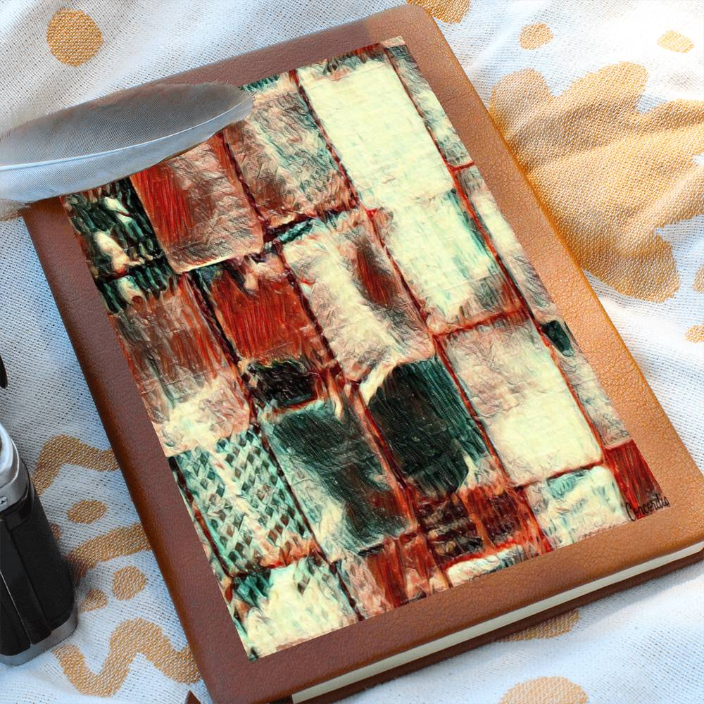 Square Dance -  Graphic Leather Journal - fashion finesse accessories