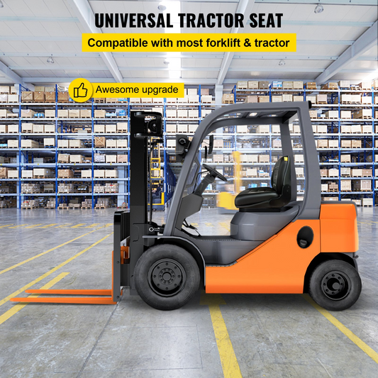 VEVOR Universal Adjustable Forklift Seat with Safety Belt, Full Suspension Seat Replacement for Heavy Mechanical Seat