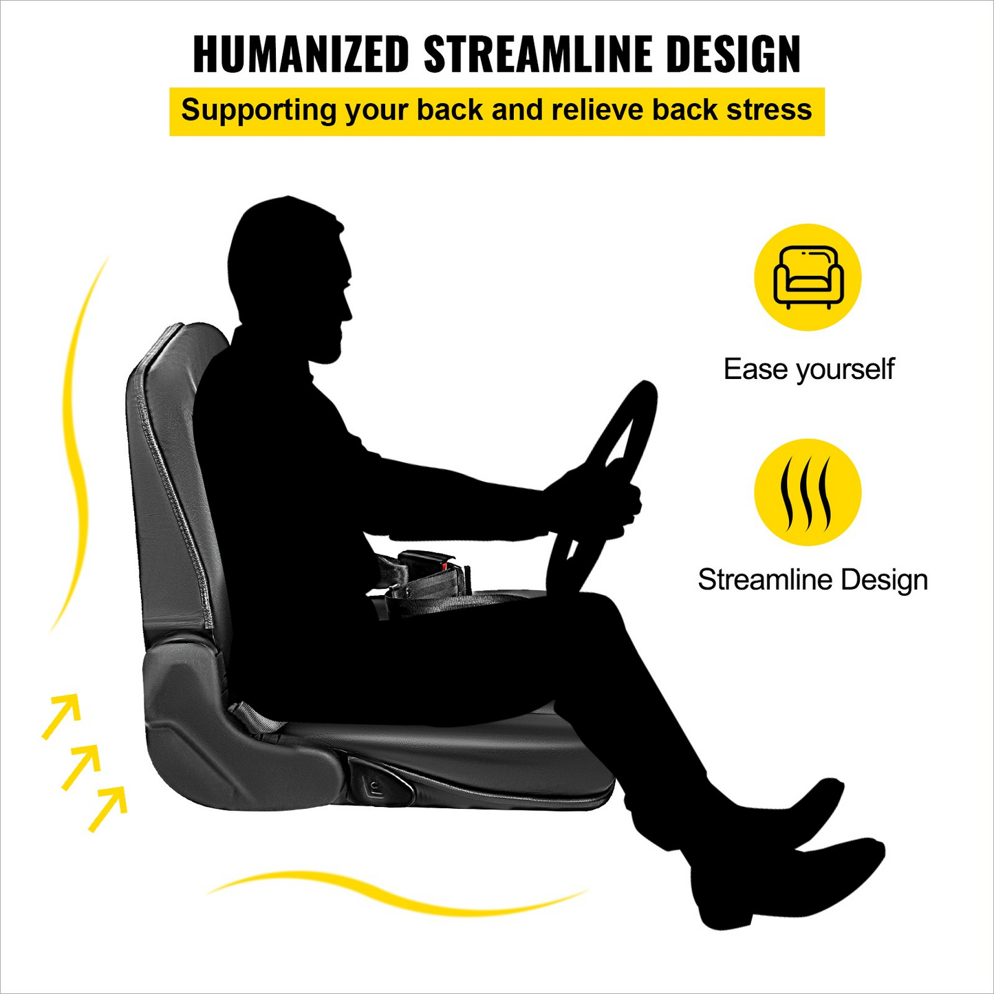 VEVOR Universal Adjustable Forklift Seat with Safety Belt, Full Suspension Seat Replacement for Heavy Mechanical Seat