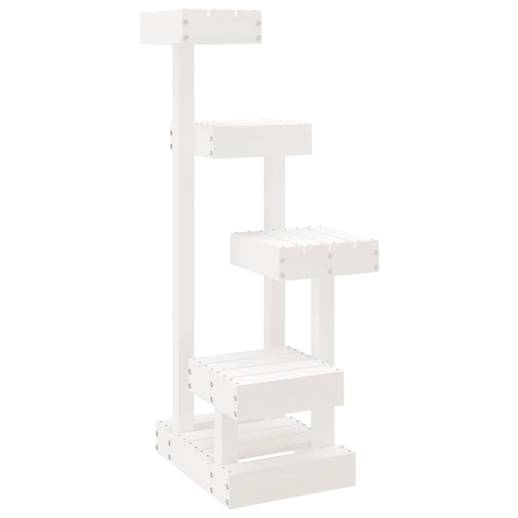 vidaXL Cat Tree White 17.9"x19.3"x40.6" Solid Wood Pine