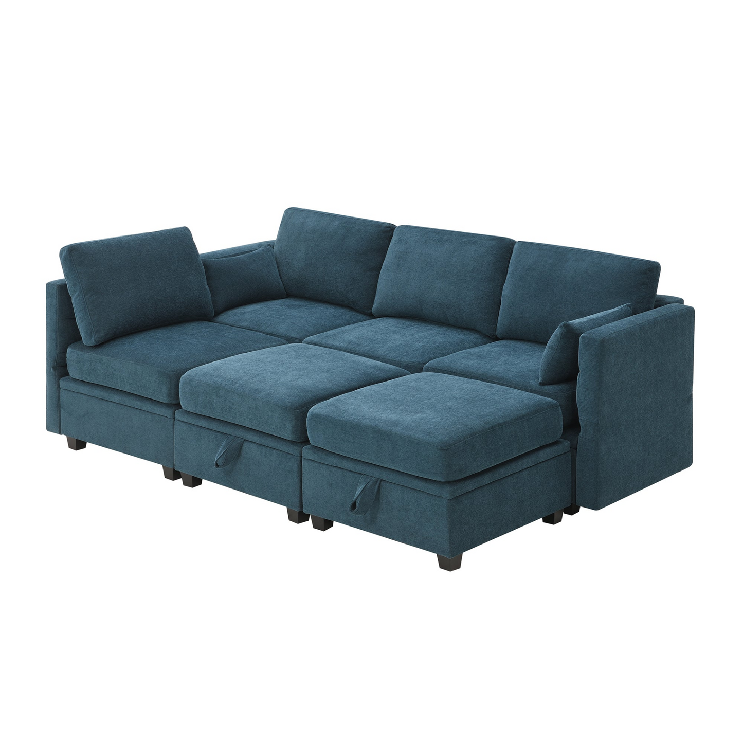 109*54.7" Chenille Modular Sectional Sofa, U-Shaped Couch with Adjustable Armrests & Backrests, 6-Seat Reversible Sofa Bed with Storage, 2 Colors