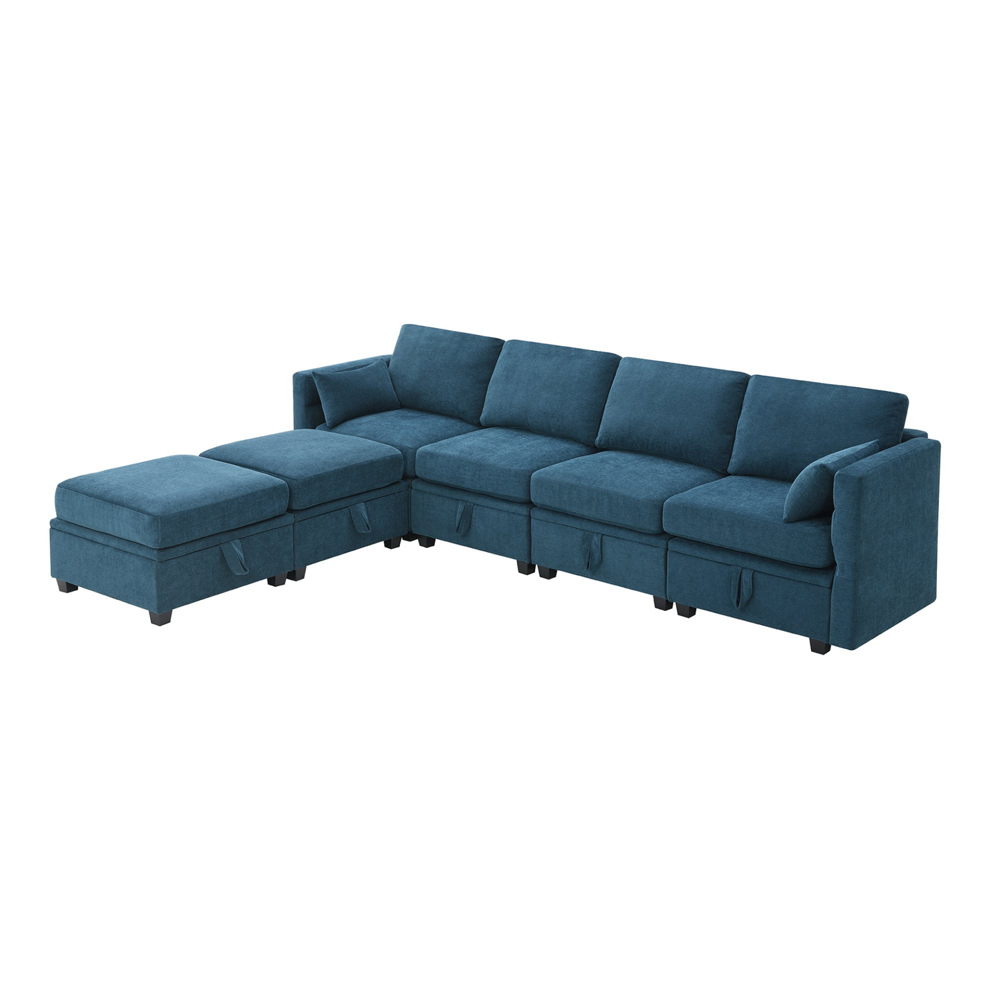 109*54.7" Chenille Modular Sectional Sofa, U-Shaped Couch with Adjustable Armrests & Backrests, 6-Seat Reversible Sofa Bed with Storage, 2 Colors