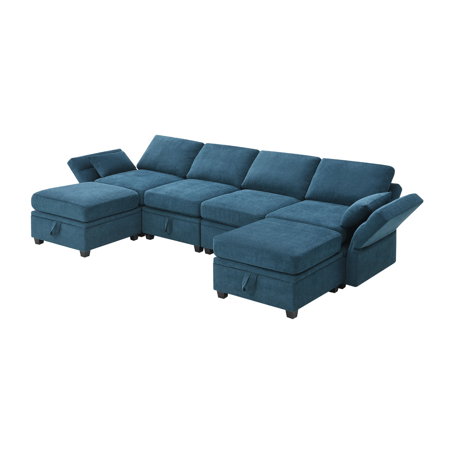 109*54.7" Chenille Modular Sectional Sofa, U-Shaped Couch with Adjustable Armrests & Backrests, 6-Seat Reversible Sofa Bed with Storage, 2 Colors