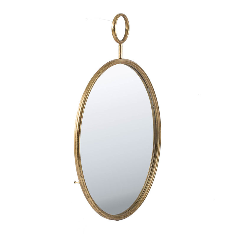 22" x 28" Circle Wall Mirror with Gold Iron Frame, Accent Mirror for Living Room, Entryway, Office