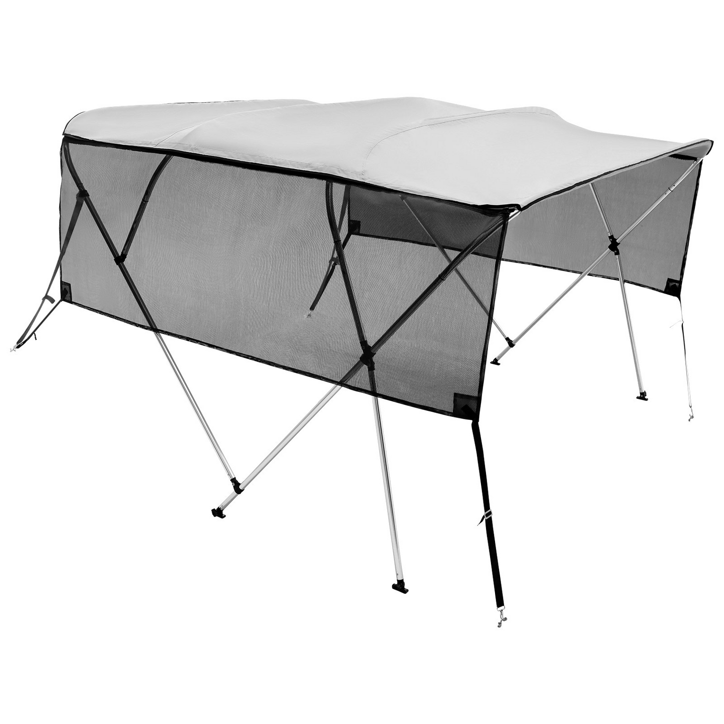 VEVOR 4 Bow Bimini Top Boat Cover, Detachable Mesh Sidewalls, Light Grey