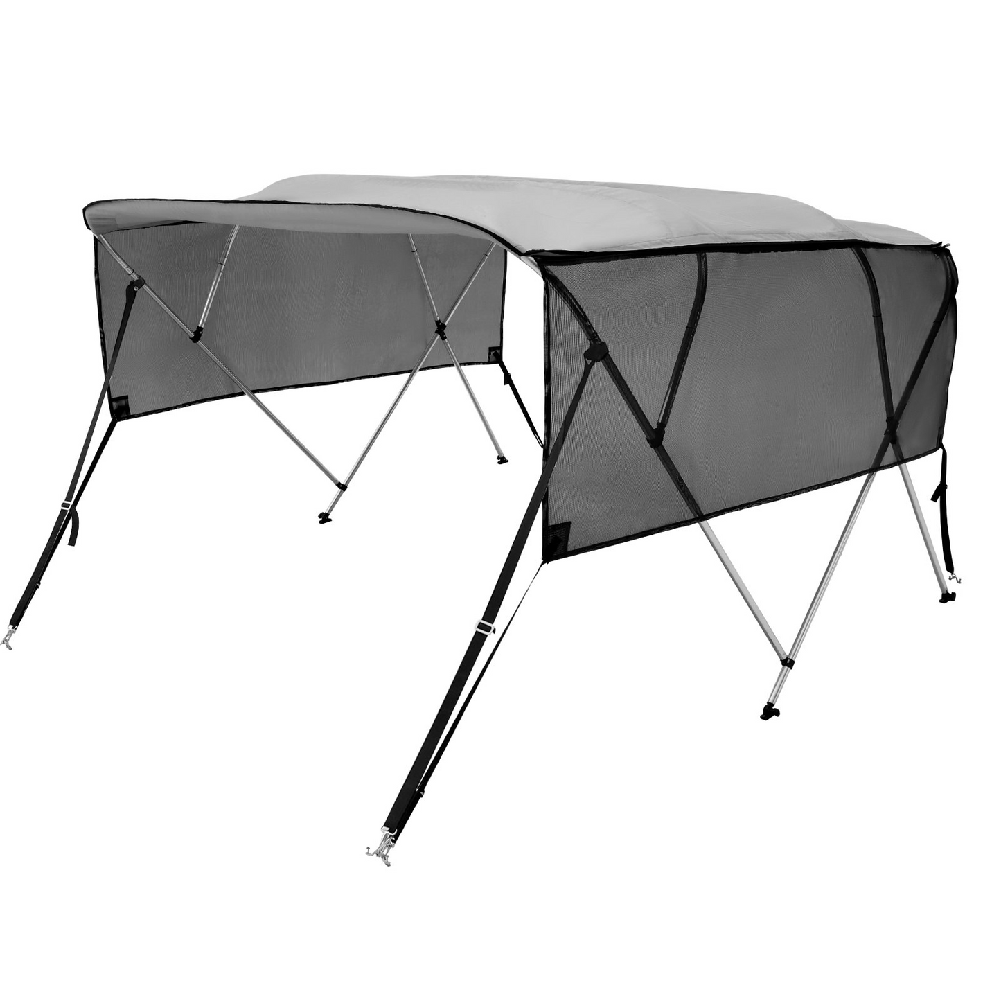 VEVOR 4 Bow Bimini Top Boat Cover, Detachable Mesh Sidewalls, Light Grey