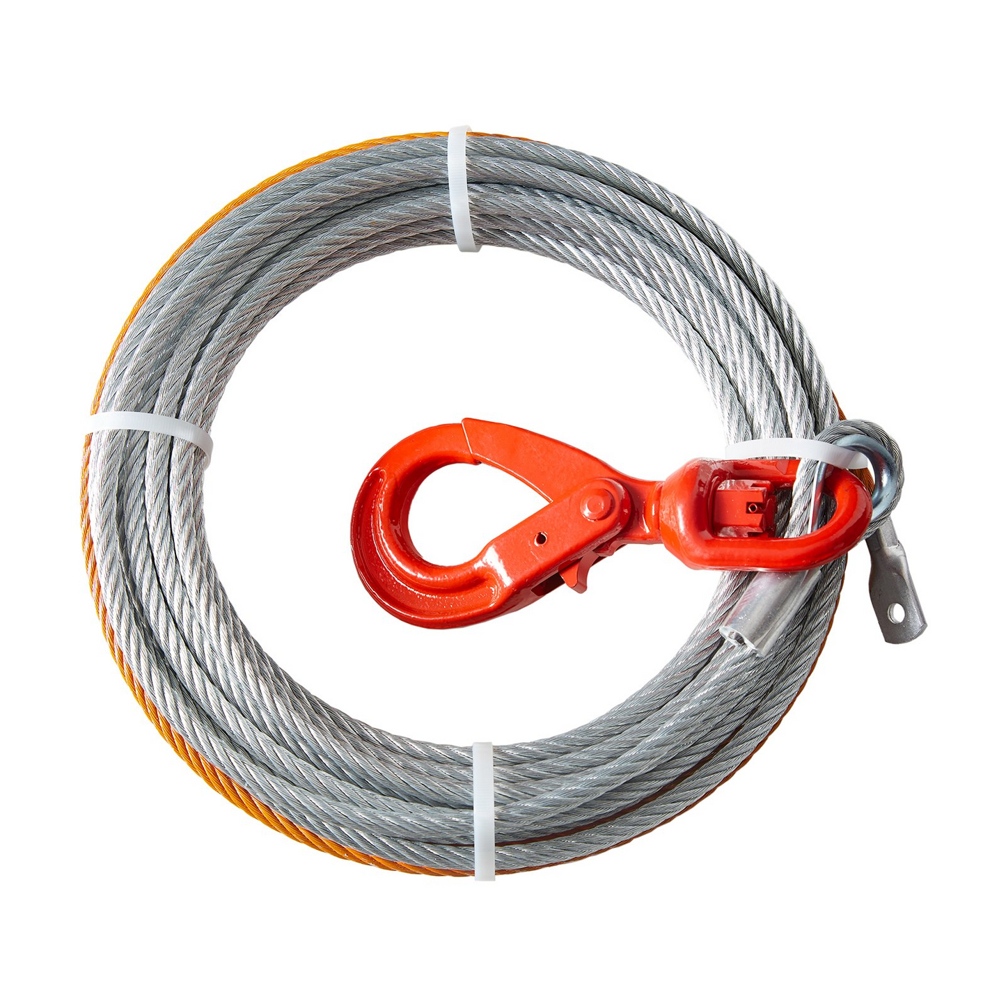 VEVOR Galvanized Steel Winch Cable, 3/8 Inch x 75 Feet 15,200 lbs Breaking Strength, Wire Winch Rope with Swivel Hook, Towing Cable Heavy Duty, Universal Fit for SUV, Large Off-Road Vehicle, Truck