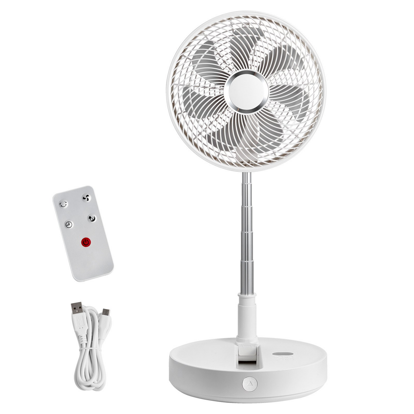 VEVOR 12 Inch Foldable Oscillating Standing Fan with Remote Control, 4 Speed Adjustable Portable Desk Quiet Fan, 7200mah Rechargeable USB Small Fan, Folded Rotating Floor Fan for Bedroom Office Travel