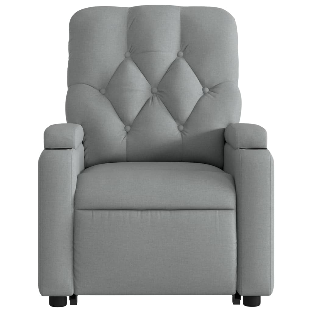 vidaXL Stand up Massage Recliner Chair Light Gray Fabric - fashion finesse accessories