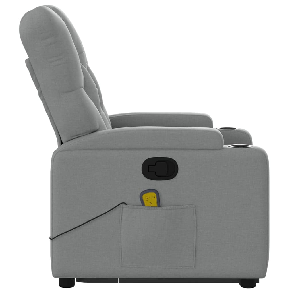 vidaXL Stand up Massage Recliner Chair Light Gray Fabric - fashion finesse accessories