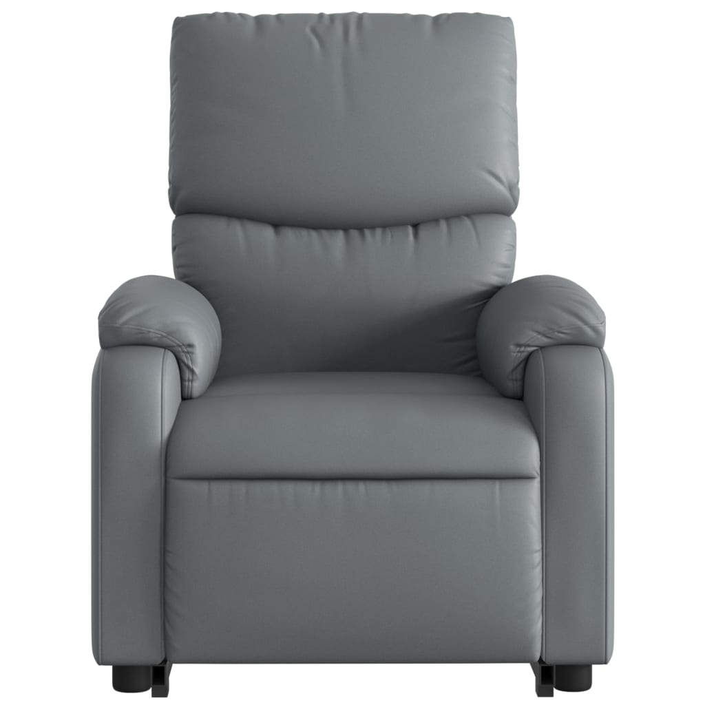 vidaXL Electric Stand up Massage Recliner Chair Gray Faux Leather - fashion finesse accessories