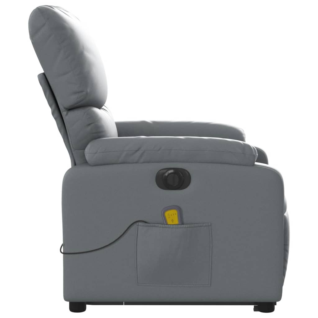 vidaXL Electric Stand up Massage Recliner Chair Gray Faux Leather - fashion finesse accessories