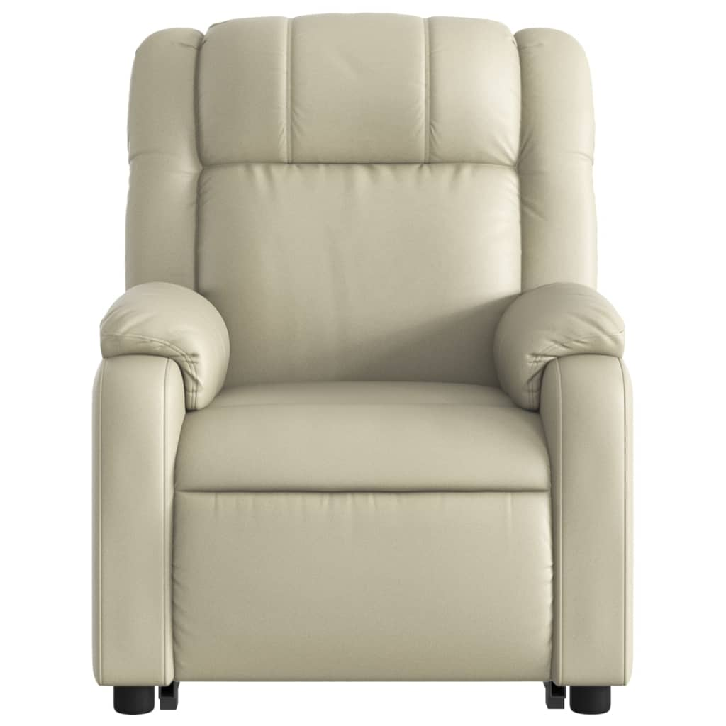 vidaXL Electric Stand up Massage Recliner Chair Cream Faux Leather - fashion finesse accessories