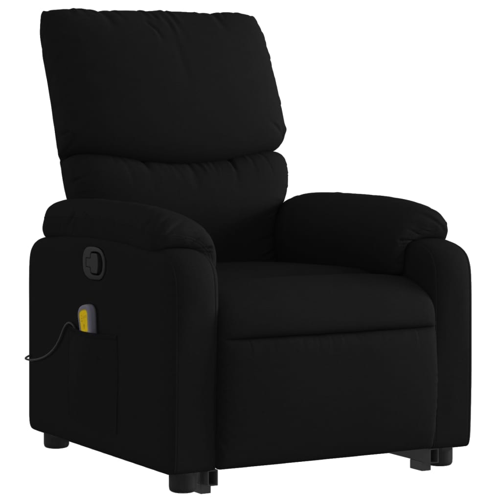 vidaXL Stand up Massage Recliner Chair Black Fabric - fashion finesse accessories