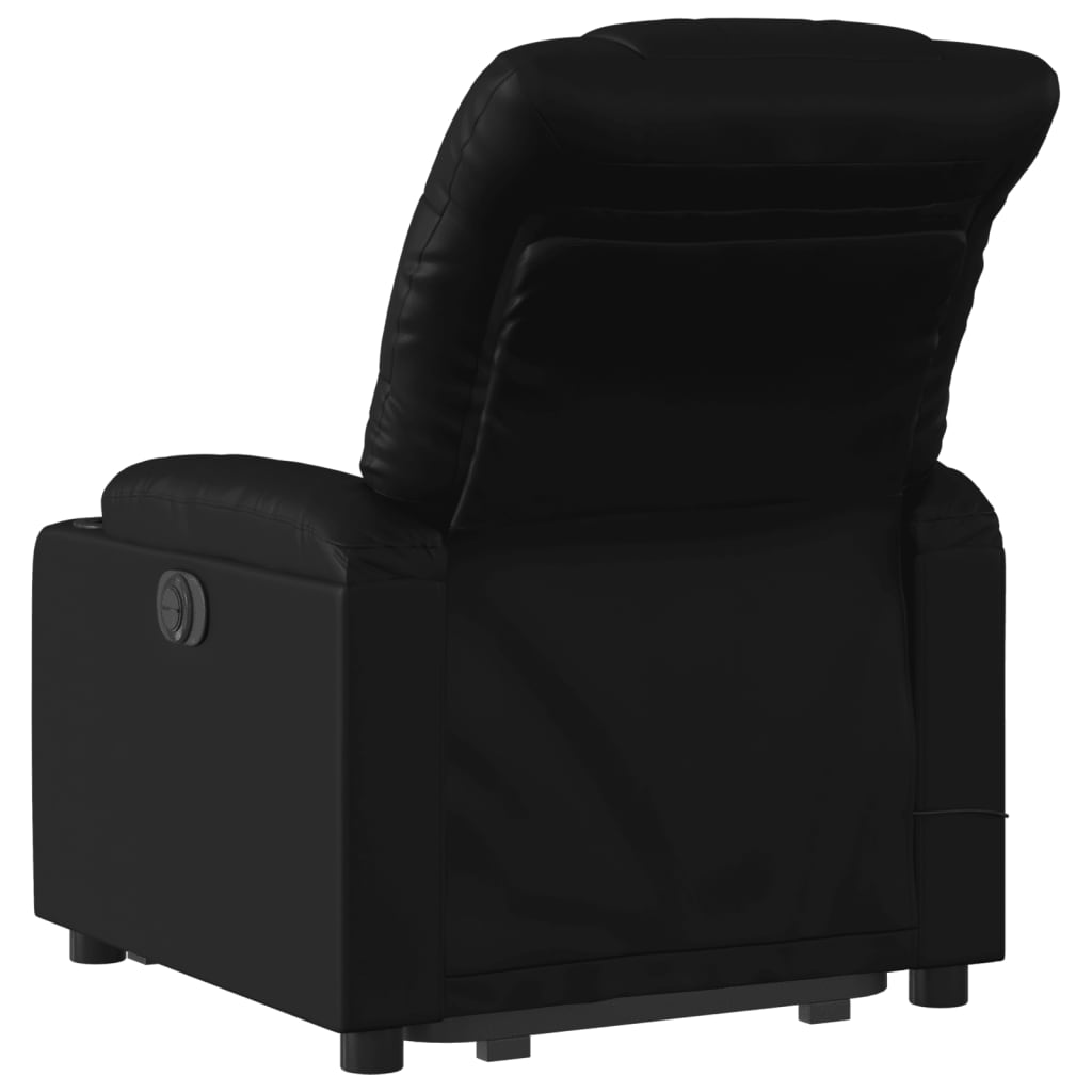 vidaXL Electric Stand up Massage Recliner Chair Black Faux Leather - fashion finesse accessories