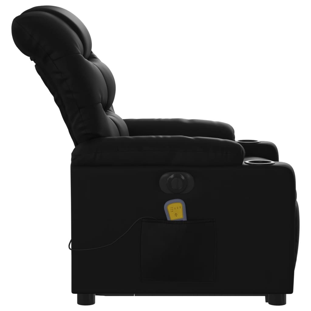 vidaXL Electric Stand up Massage Recliner Chair Black Faux Leather - fashion finesse accessories