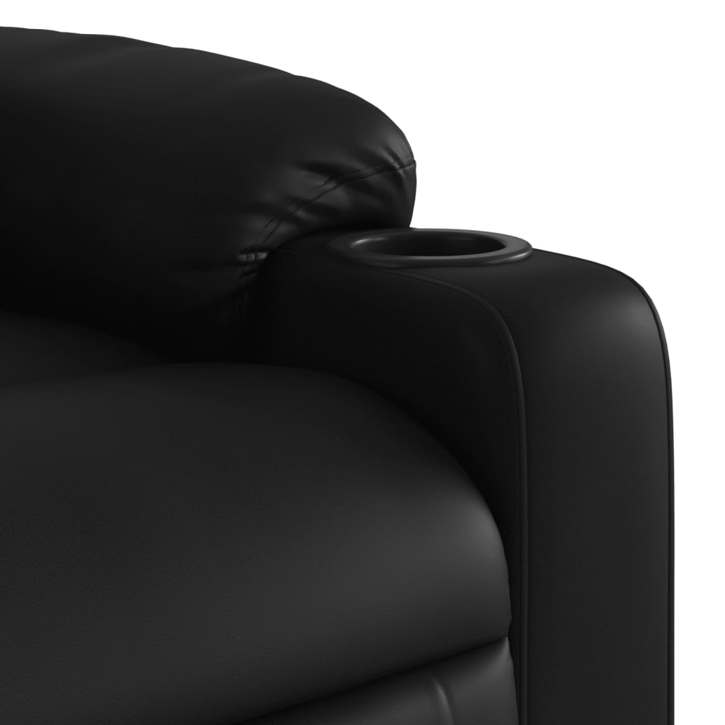 vidaXL Electric Stand up Massage Recliner Chair Black Faux Leather - fashion finesse accessories