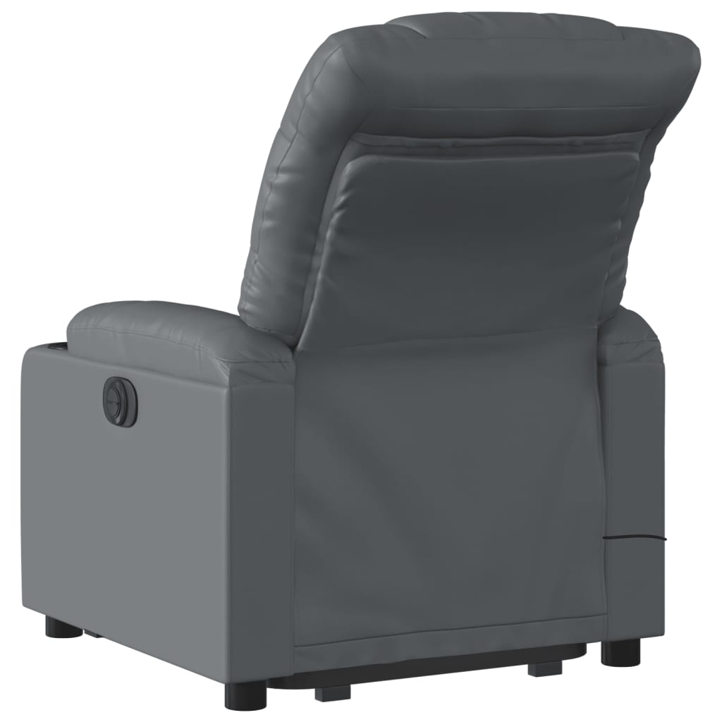 vidaXL Electric Stand up Massage Recliner Chair Gray Faux Leather - fashion finesse accessories