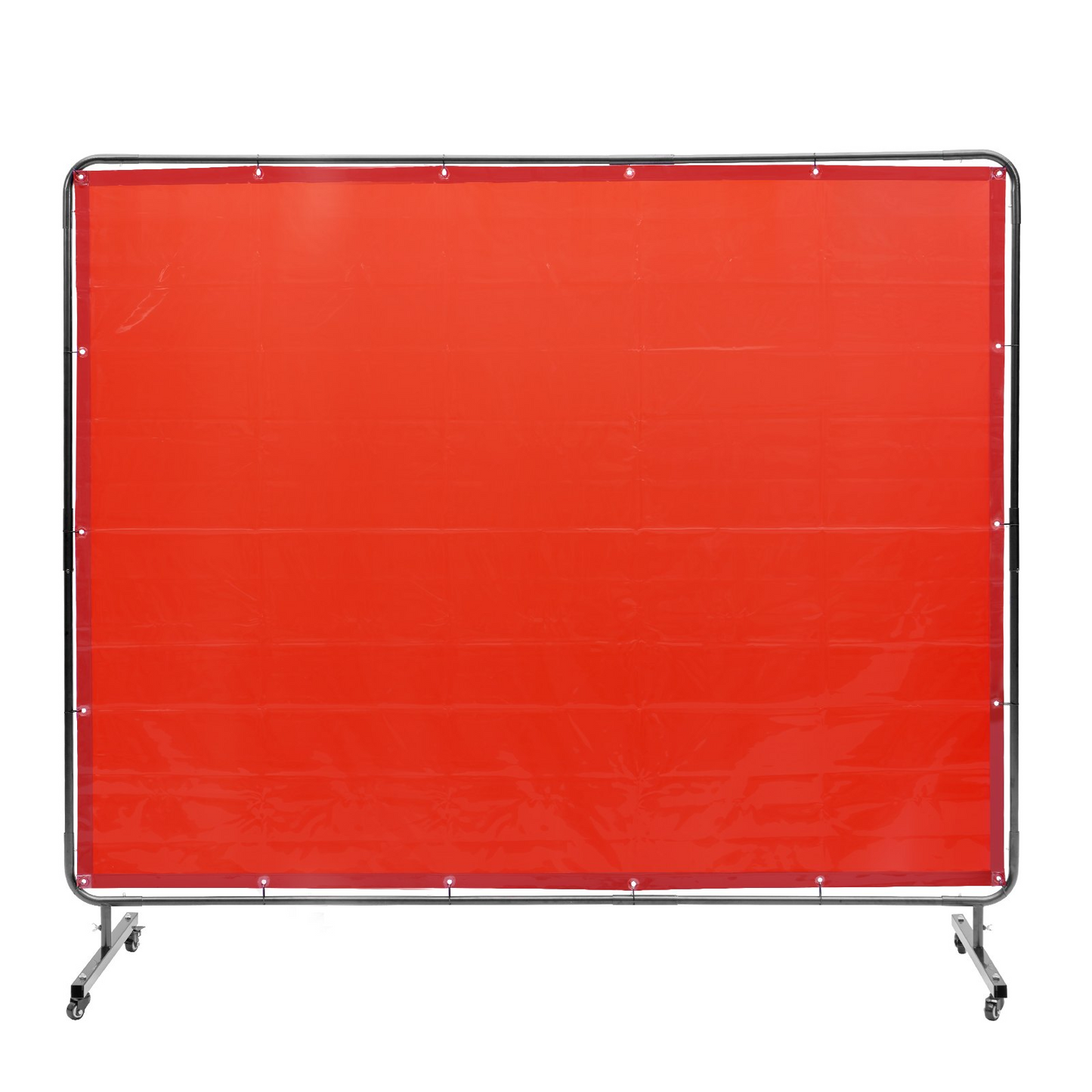 VEVOR Welding Screen with Frame, 6' x 8' Welding Curtain Screen, Flame-Resistant Vinyl Welding Protection Screen on 4 Swivel Wheels (2 Lockable), Moveable & Professional for Workshop/Industrial, Red