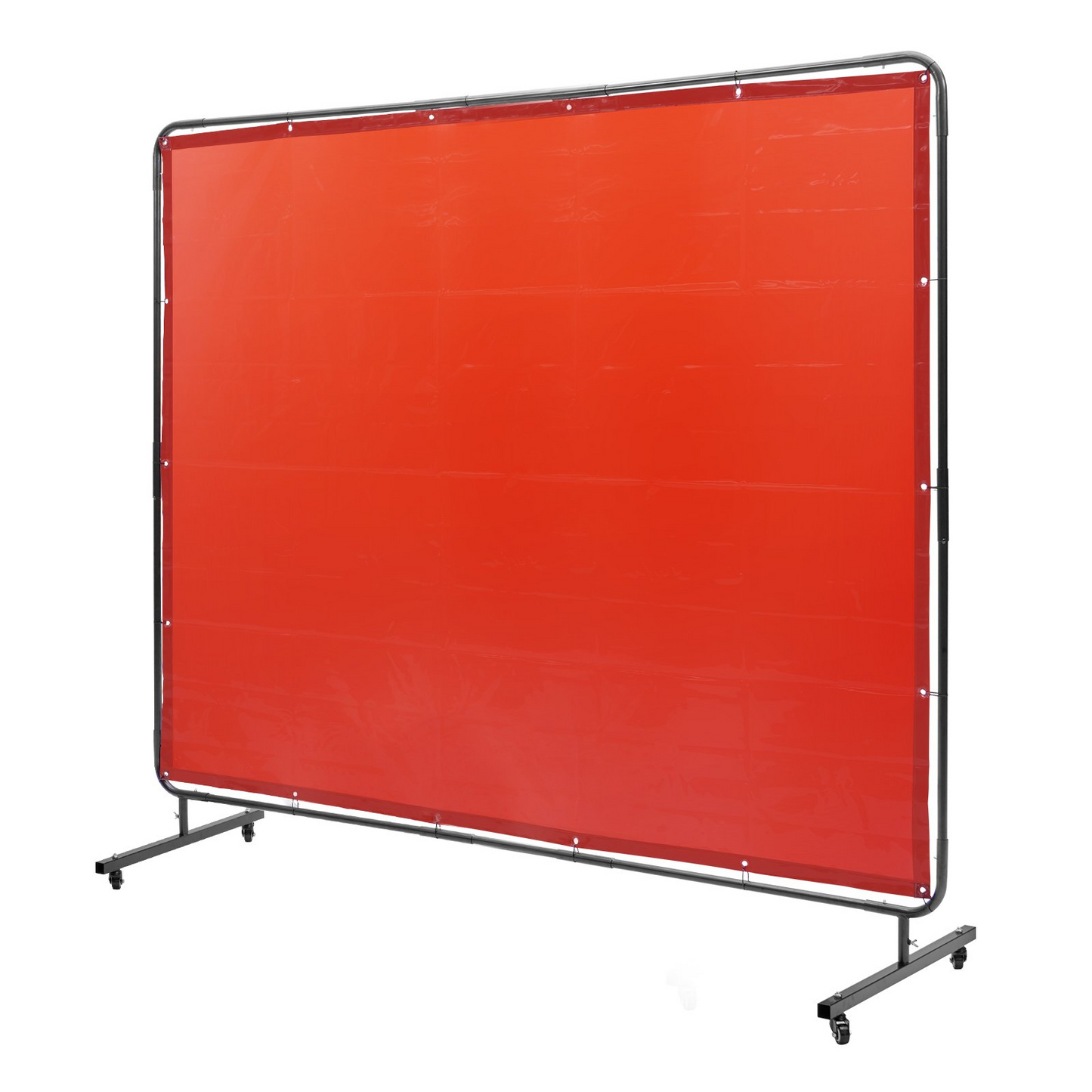 VEVOR Welding Screen with Frame, 6' x 8' Welding Curtain Screen, Flame-Resistant Vinyl Welding Protection Screen on 4 Swivel Wheels (2 Lockable), Moveable & Professional for Workshop/Industrial, Red