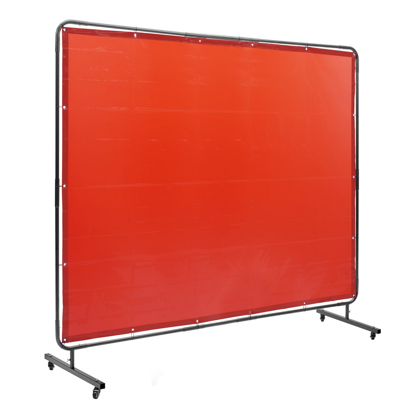 VEVOR Welding Screen with Frame, 6' x 8' Welding Curtain Screen, Flame-Resistant Vinyl Welding Protection Screen on 4 Swivel Wheels (2 Lockable), Moveable & Professional for Workshop/Industrial, Red