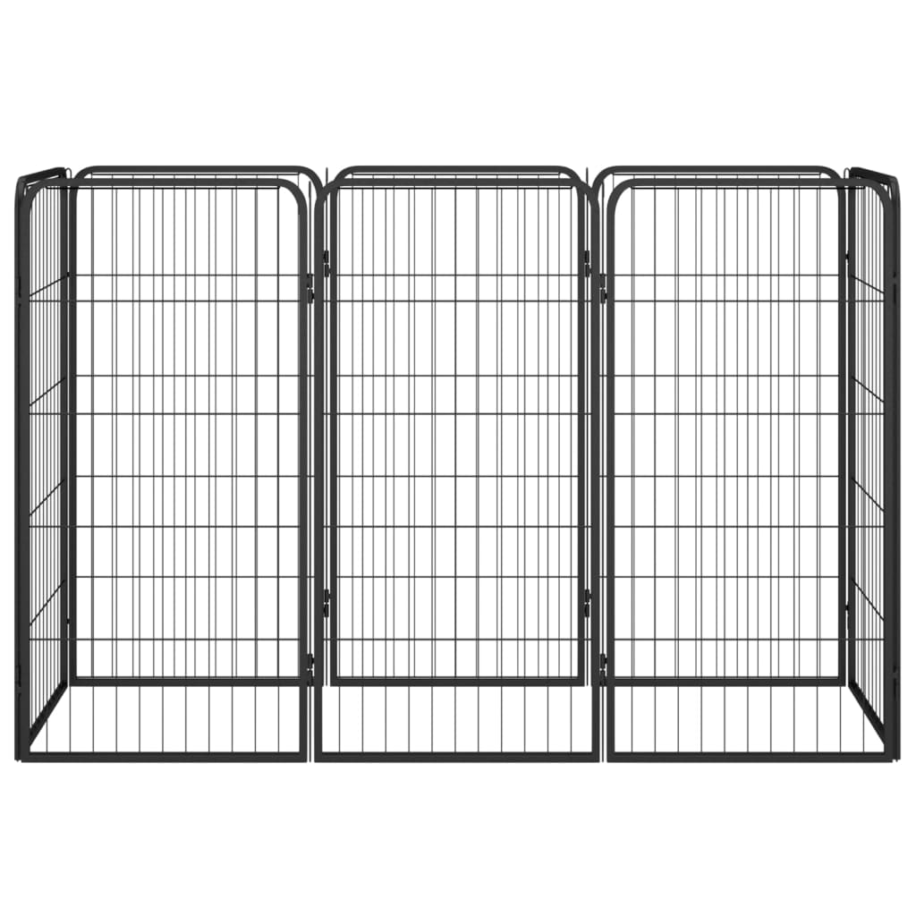 vidaXL 8-Panel Dog Playpen Black 19.7"x39.4" Powder-coated Steel