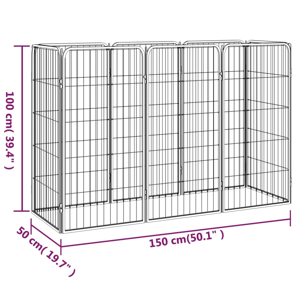 vidaXL 8-Panel Dog Playpen Black 19.7"x39.4" Powder-coated Steel