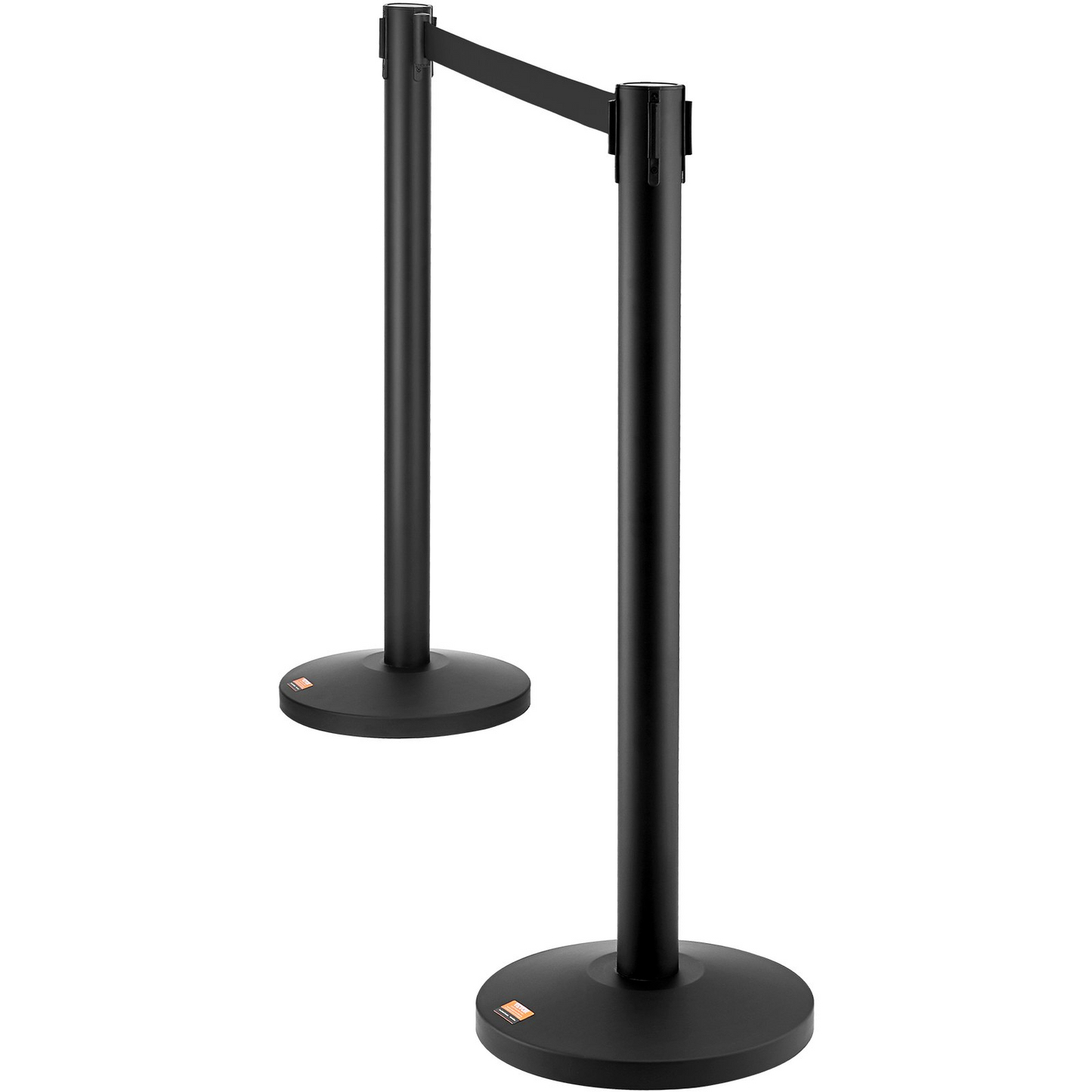 VEVOR Crowd Control Stanchions, 2-Pack Crowd Control Barriers, Carbon Steel Baking Painted Stanchion Queue Post with 11FT Black Retractable Belt, Belt Barriers Line Divider for Exhibition, Airport