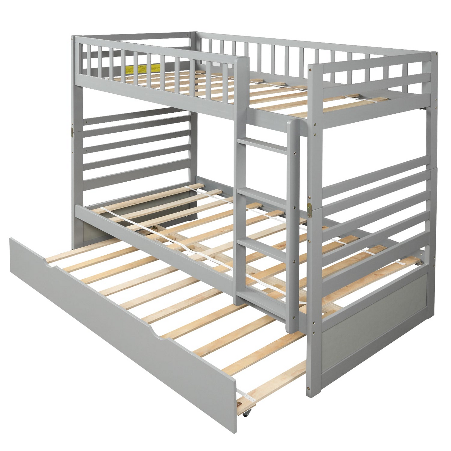 Twin Bunk Beds for Kids with Safety Rail and Movable Trundle bed