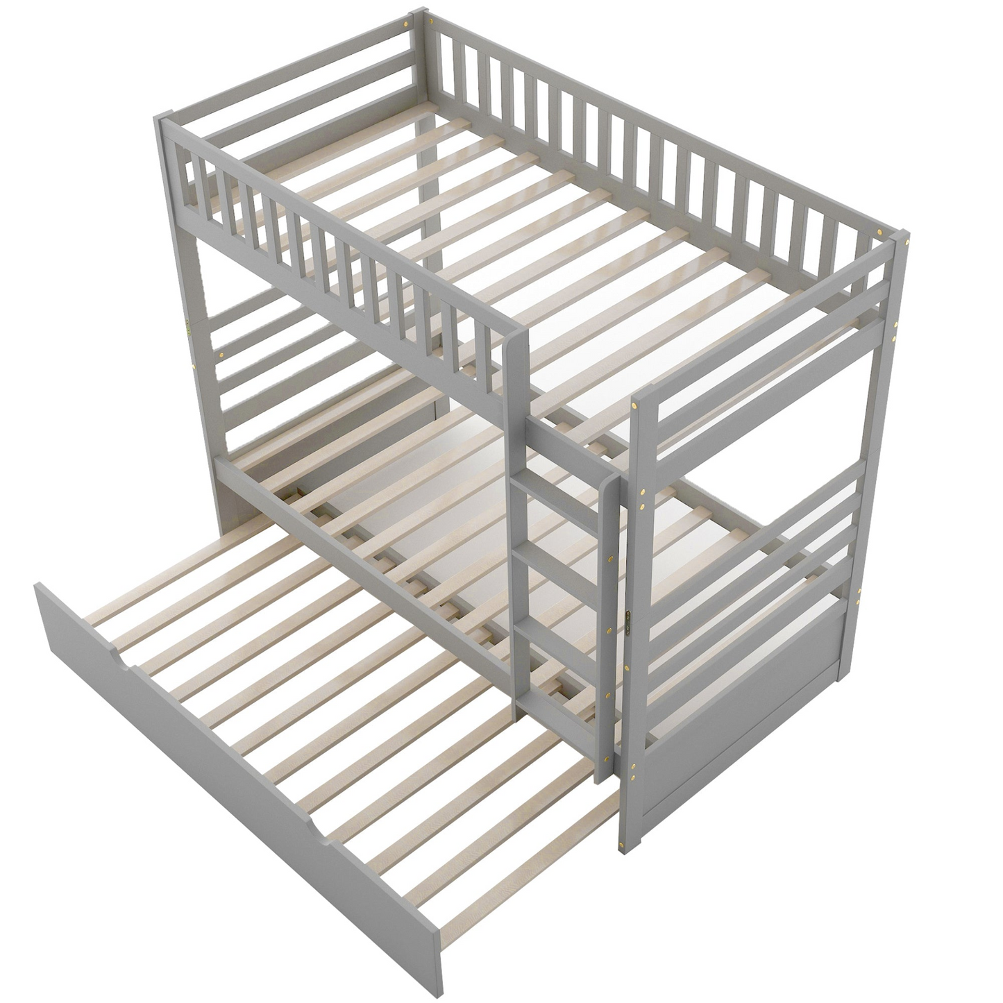 Twin Bunk Beds for Kids with Safety Rail and Movable Trundle bed