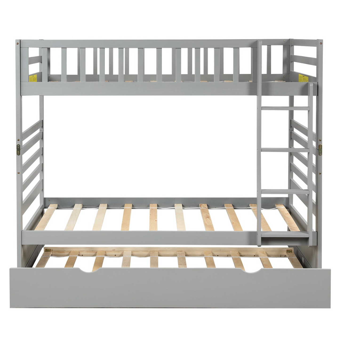 Twin Bunk Beds for Kids with Safety Rail and Movable Trundle bed