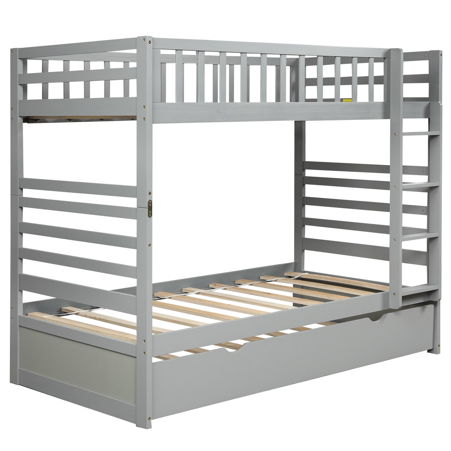 Twin Bunk Beds for Kids with Safety Rail and Movable Trundle bed