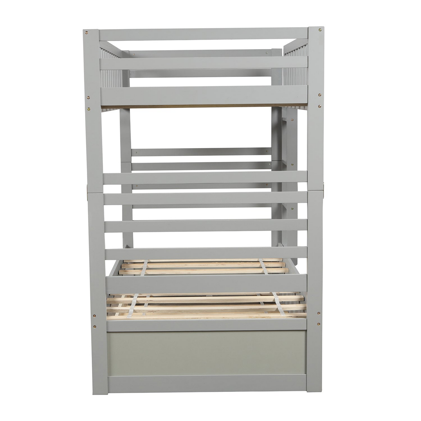 Twin Bunk Beds for Kids with Safety Rail and Movable Trundle bed