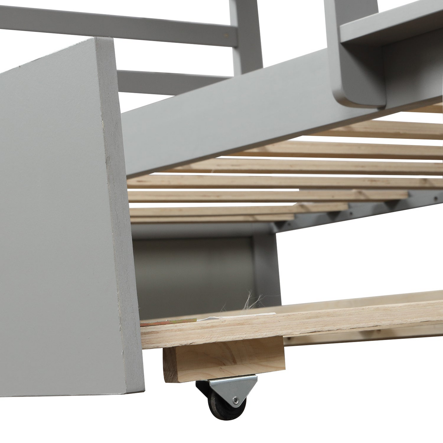 Twin Bunk Beds for Kids with Safety Rail and Movable Trundle bed