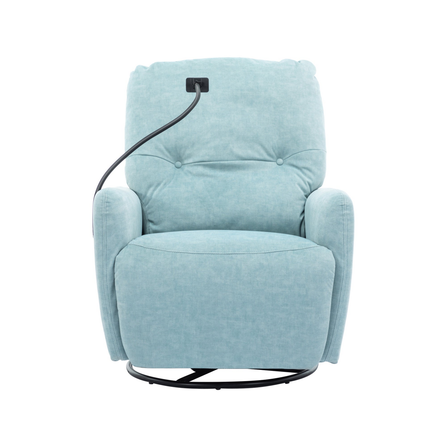 270 Degree Swivel Electric Recliner Home Theater Seating Single Reclining Sofa Rocking Motion Recliner with a Phone Holder for Living Room, Blue