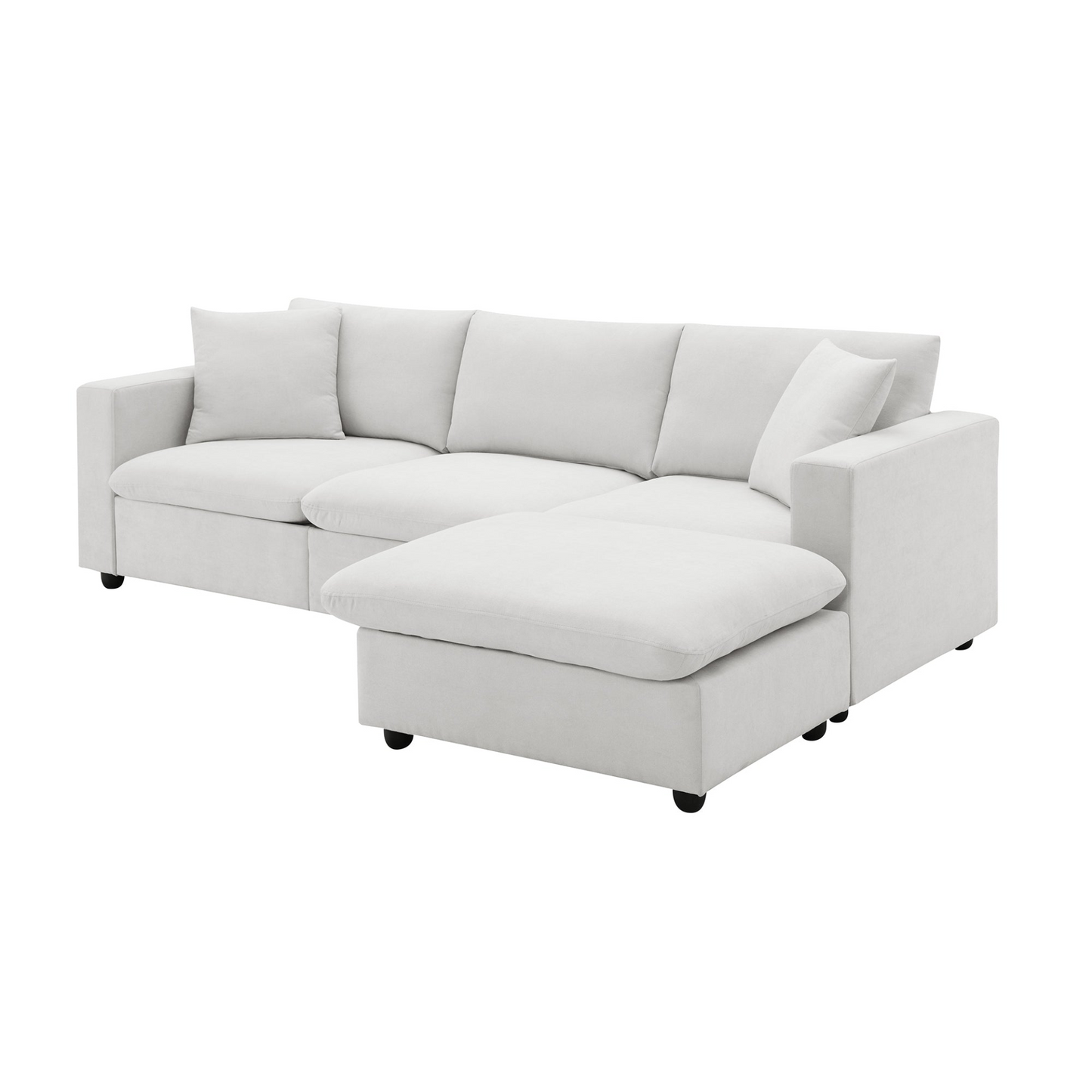 100.4*64.6” Modern L-Shaped Sectional Sofa, 4-Seat Polyester Fabric Couch Set with Convertible Ottoman & 2 Free Pillows for Living Room, Office