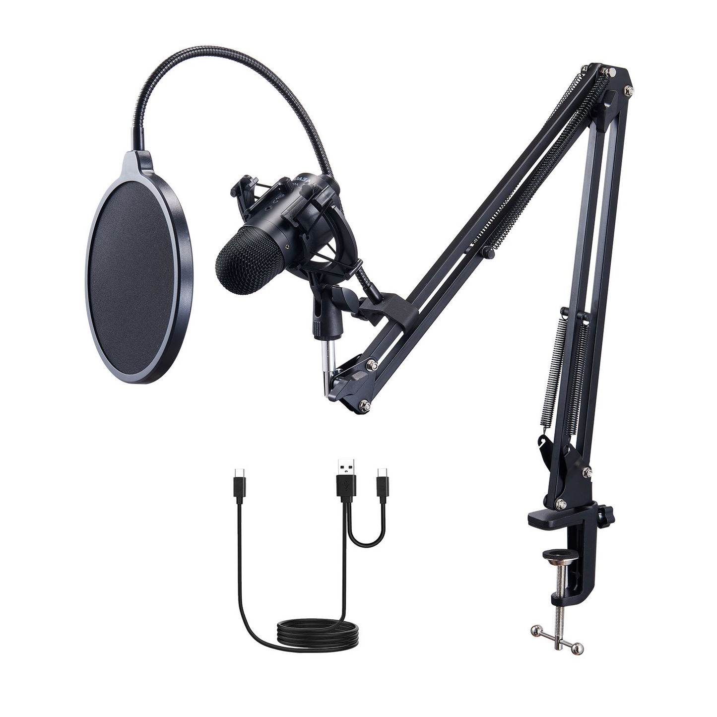 VEVOR USB Microphone Kit - Professional Condenser Microphone with Boom Arm Stand, Pop Filter, Shock Mount, and More