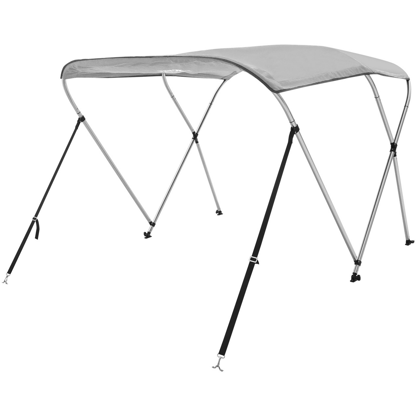 VEVOR 3 Bow Bimini Top Boat Cover, 900D Polyester Canopy with 1" Aluminum Alloy Frame, Waterproof and Sun Shade, Includes Storage Boot, 2 Support Poles, 4 Straps, 6'L x 46"H x 54"-60"W, Light Grey